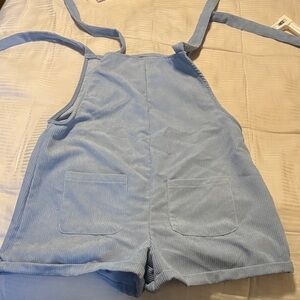 SHEIN Light Blue Corduroy Romper